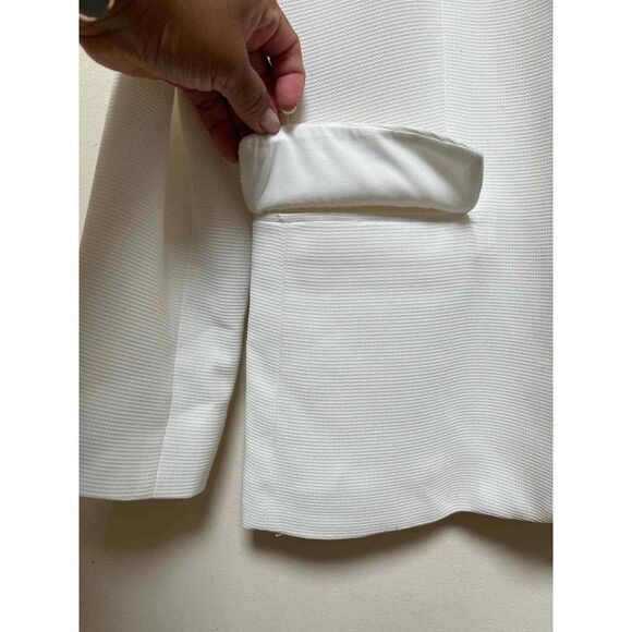 DKNY Ivory Textured One Button Closure Pocket Collarless Blazer Size 6 Small - Picture 6 of 13